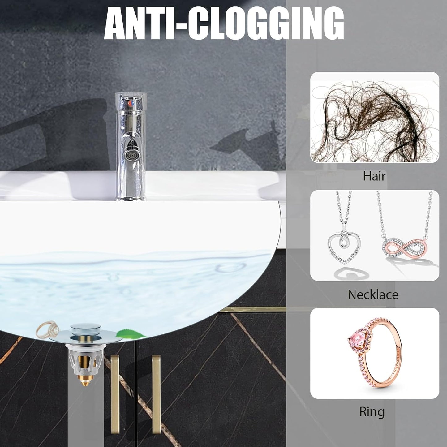 Three colors Brushed Nickel Bathroom Sink Stopper, 1.1-1.5" Bathroom Sink Drain Strainer, Universal WashBasin Pop Up Drain Stopper, Bounce Core Push Type Sink Plug, Anti-Clogging (1PCS)