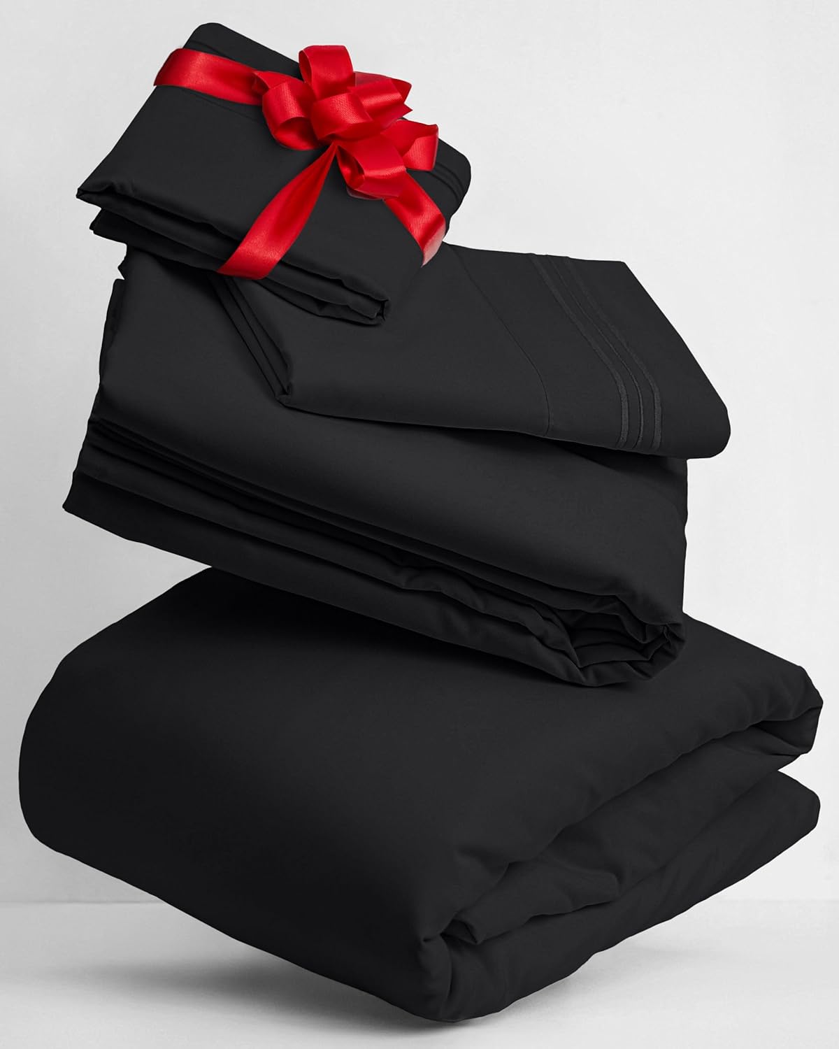 Mellanni Twin Sheets Set - 3 PC Iconic Collection Bedding - Hotel Luxury, Extra Soft, Cooling Bed Sheets - Wrinkle, Fade, Stain Resistant (Twin, Black)