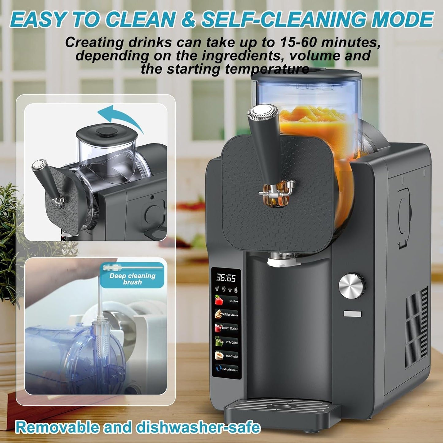 Ice Cream Maker, Slushie Machine for Home, Slushy Machine 70 oz Margarita Machine with 6 Preset Programs for Ice Cream,