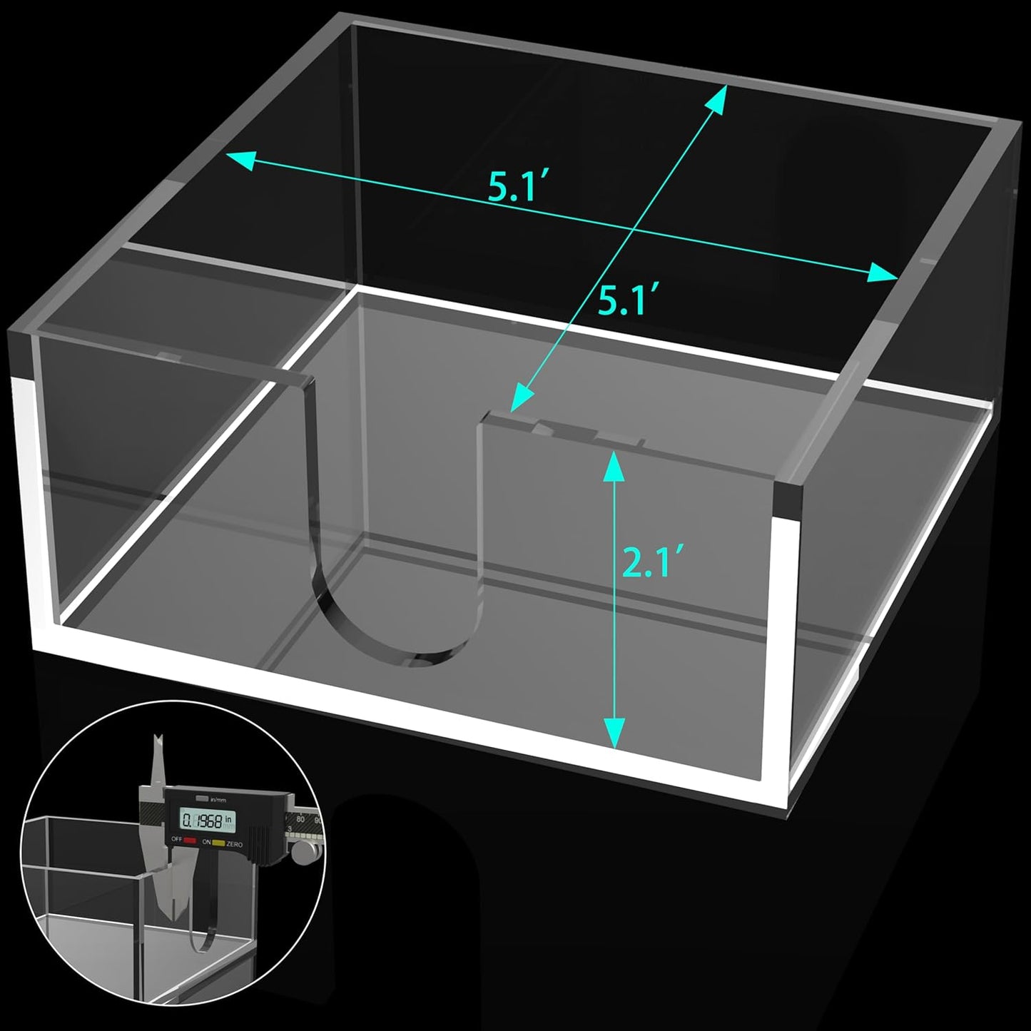 Rubtlamp 1Pcs Acrylic Cocktail Napkin Holder - 0.2Inch Thickness Bathroom Napkins Holder - Square Tissue Dispenser - Luncheon Napkins Holder for Table and Kitchen (Clear, 5.5”X5.5”X2.5”)