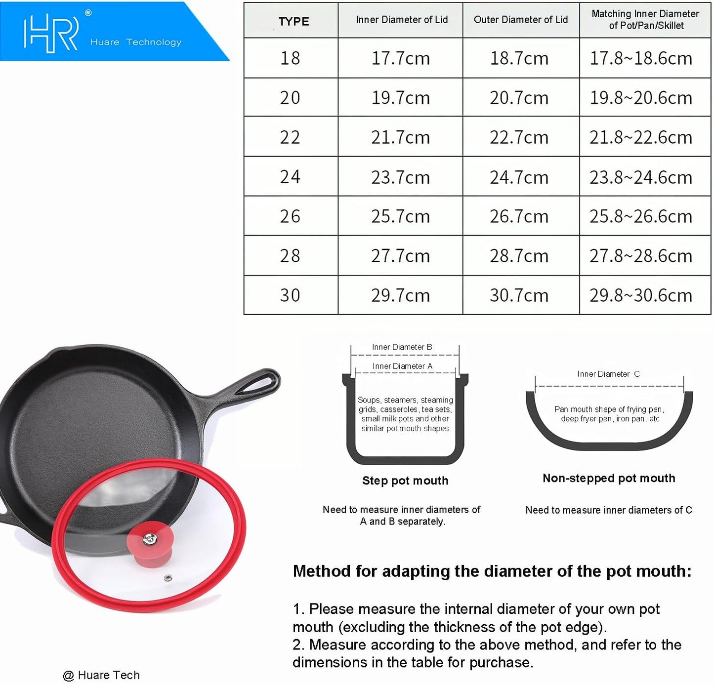 Silicon Glass Lid for Pot,Pan,Skillet Fits 8.5"(22CM) Cookware Silicon lid Dishwasher Safe, Replacement Lid Vented Tempered Glass with Heat Resistant Silicone Rim By HR Huare Technology, Red,1 Pack