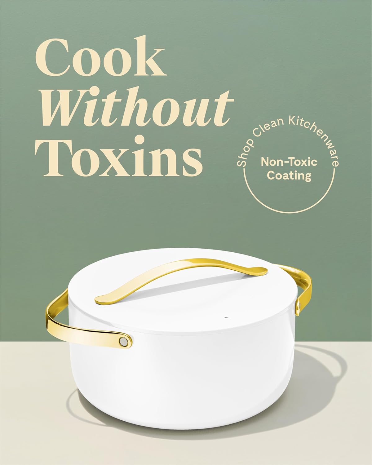 Caraway Nonstick Ceramic Dutch Oven Pot with Lid (6.5 qt, 10.5") - Non Toxic, PTFE & PFOA Free - Oven Safe & Compatible with All Stovetops (Gas, Electric & Induction) - White