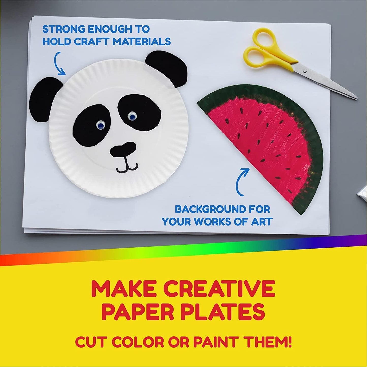 Hygloss Products 9" Uncoated White Paper Plates Bulk, 9 Inch, 300 pack, Disposable Plates For Food, Dessert Or Crafts