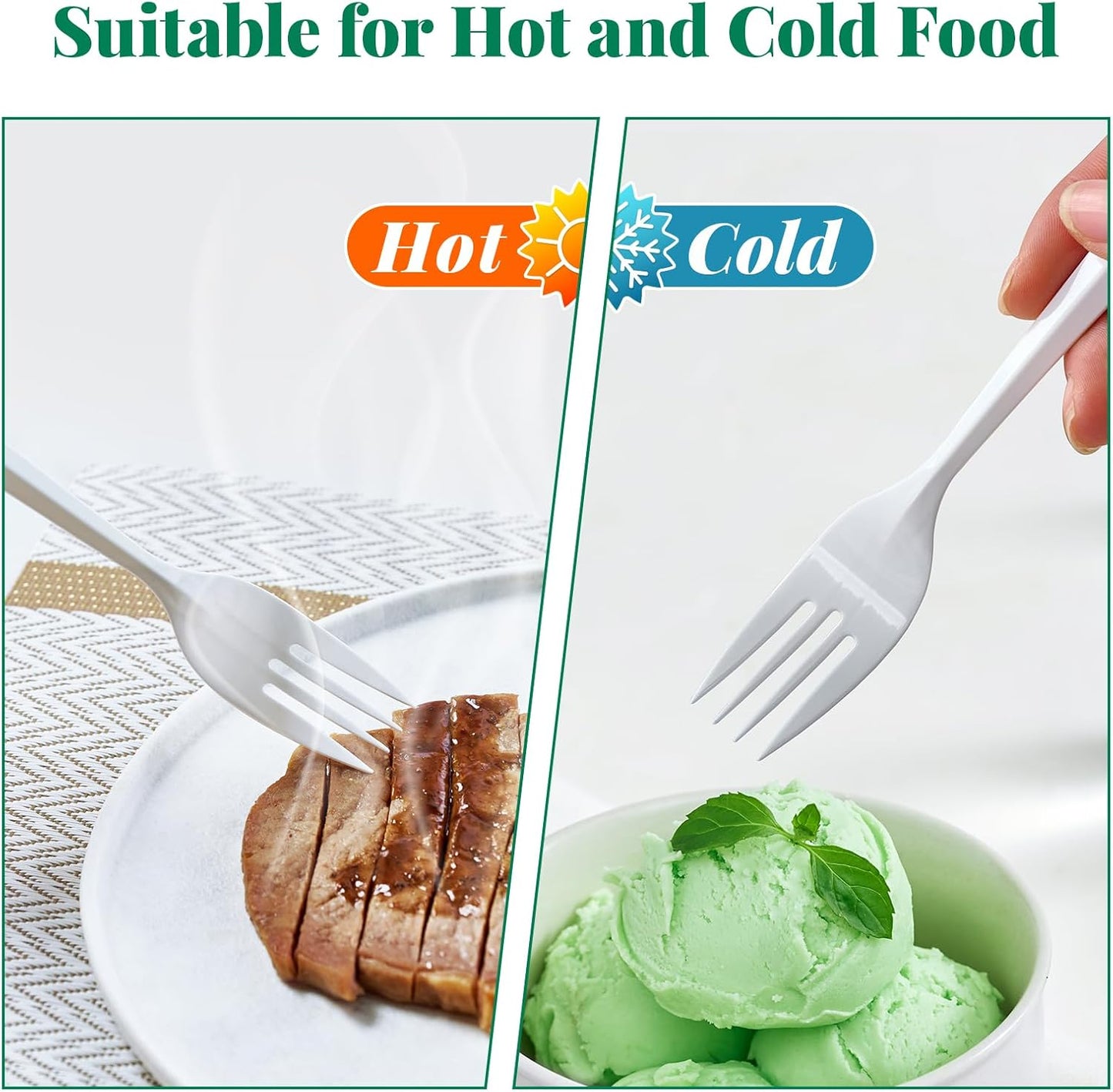 FOCUSLINE 1000 Count White Plastic Forks, Disposable Forks Bulk, Heat Resistant Plastic Silverware for Take out Restaurants, Family Gatherings, Outdoor Activities