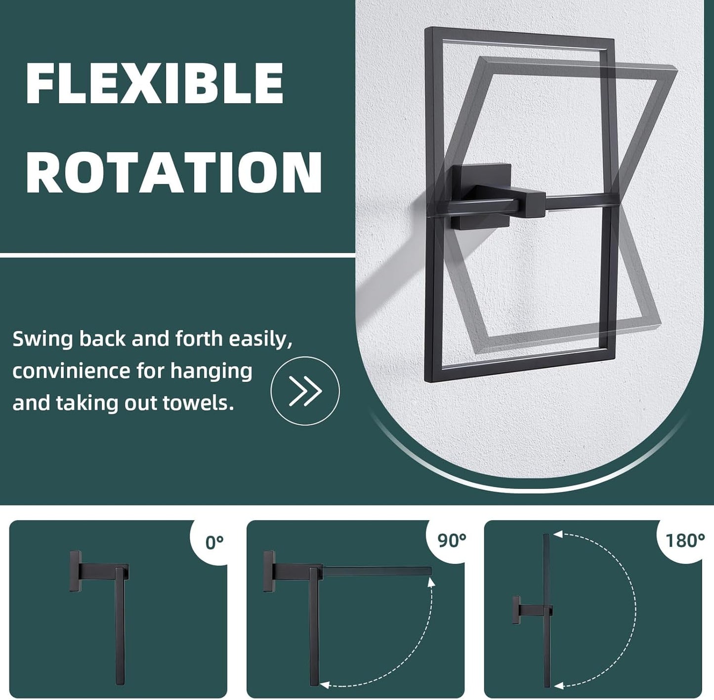 Suyar Matte Black Towel Ring, SUS 304 Stainless Steel Hand Towel Holder for Bathroom Restroom, Wall Mounted