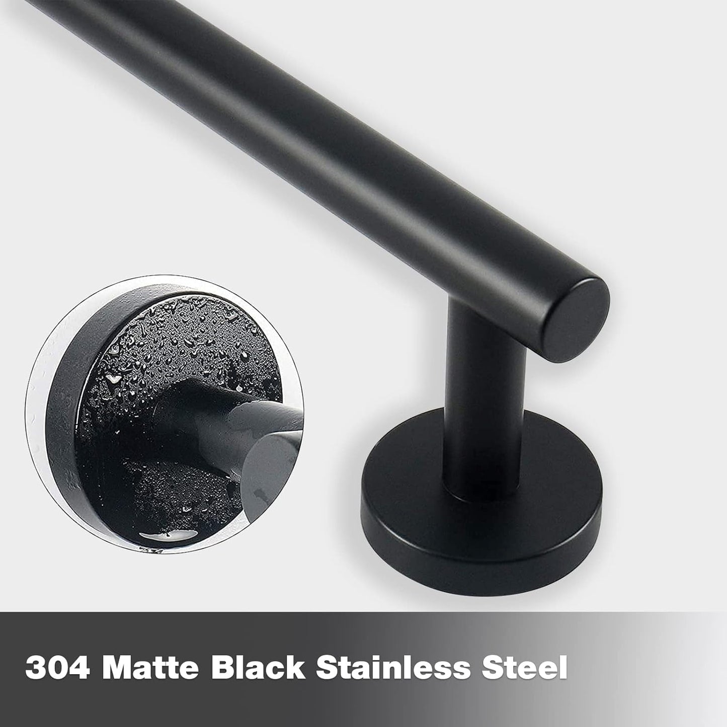 Cilee 2 Pieces Matte Black Bathroom Towel Bar, 16 Inch Double Towel Racks,Bathroom Towel Holder Towel Hanger for Bathroom Stainless Steel Wall Mount