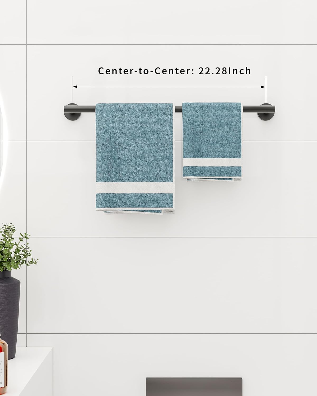 22 Inch Matte Black Towel Bar Towel Rack for Bathroom Kitchen Hand Towel Holder Dish Cloths Hanger SUS304 Stainless Steel RUSTPROOF Wall Mount Total Length 24 Inch (Matte Black)