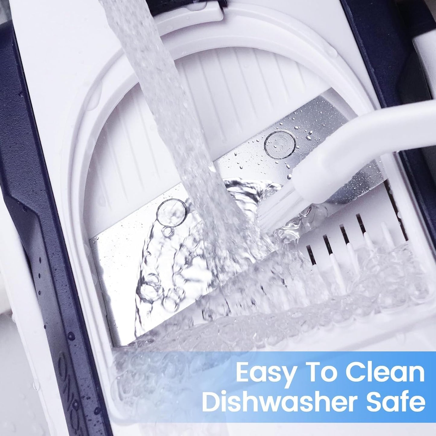 Safe Mandoline Slicer for Kitchen, Meal Prep, Potato Slicer, Adjustable/Easy to Clean/Storage, Kitchen Chopping Artifact, French Fry Cutter,Paring Knife/Cleaning Brush (only Slice, DarkBlue)