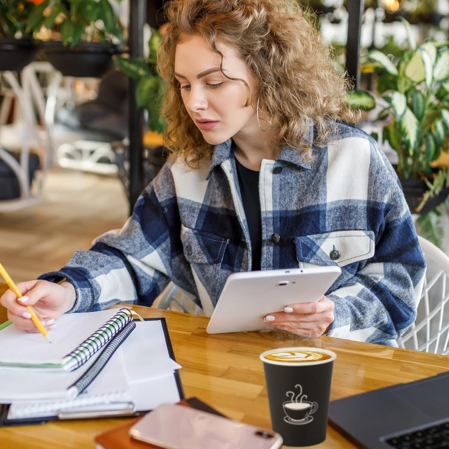 360 Pack 8 oz Paper Coffee Cups, Disposable Black Paper Cups for Hot Beverage, Drinking Water, Used for Cafes, Offices and Events