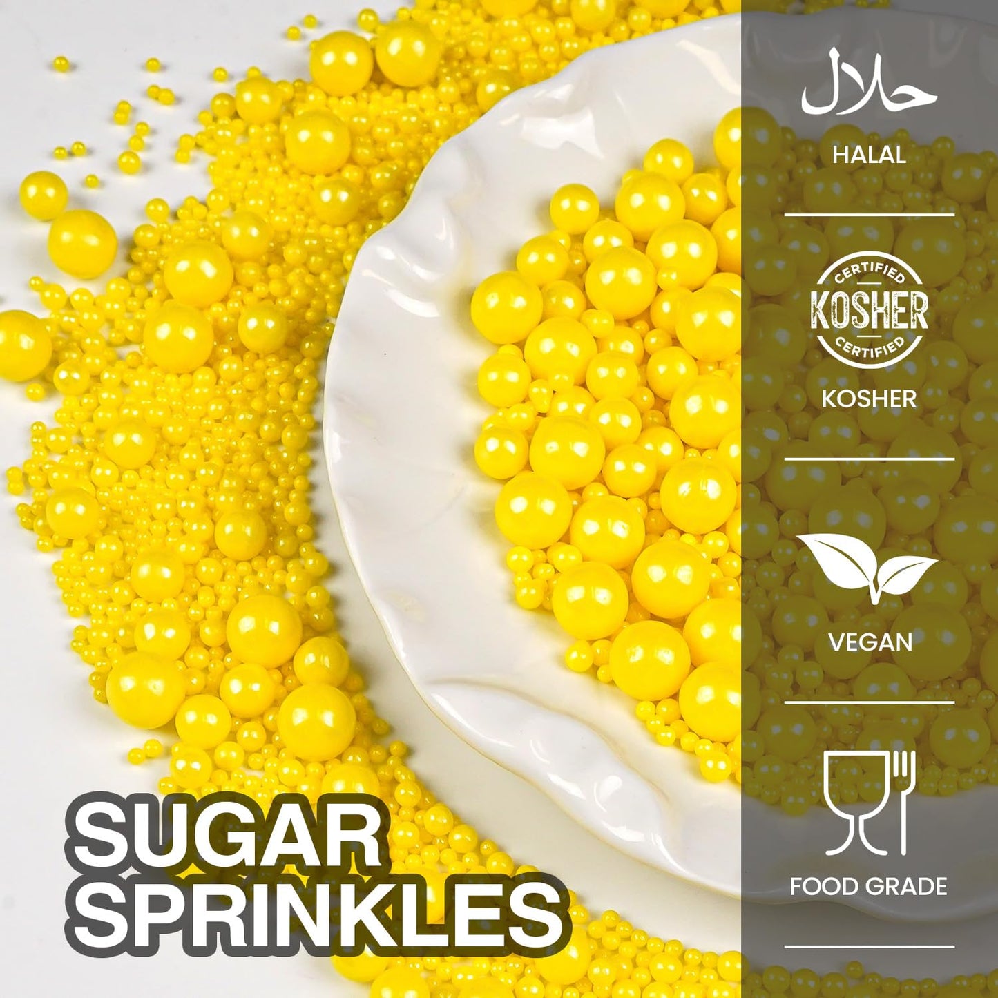 Yellow Pearl Sprinkles for Cake Decorating, Edible Candy Sugar Pearls, 150g/5.29oz Mix Size, Cake Decorations, Cupcake Topper, Ice cream, Cookie, Holiday, Easter, Valentine's Day, Christmas Supplies