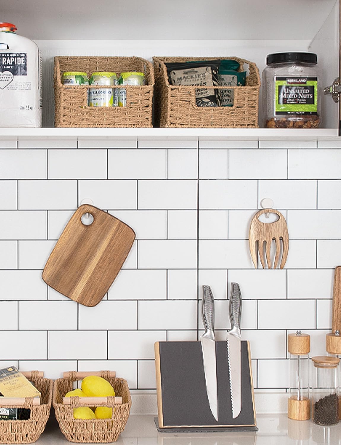 StorageWorks Wicker Baskets for Organizing, Pantry Organizers and Storage, Round Paper Rope Storage Basket for Pantry Shelves, Orange, 2 Pack