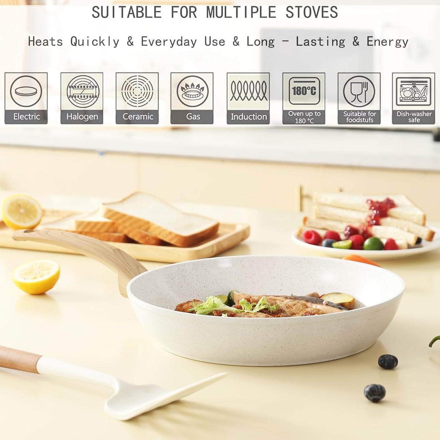 Green Non Stick Pots and Pans Set, Healthy Ceramic Cookware Set, 12pcs Kitchen Cooking Pots and Frying Sauce Saute Pans Set, PFAS-Free with Kitchen Utensils and Lid, Avocado