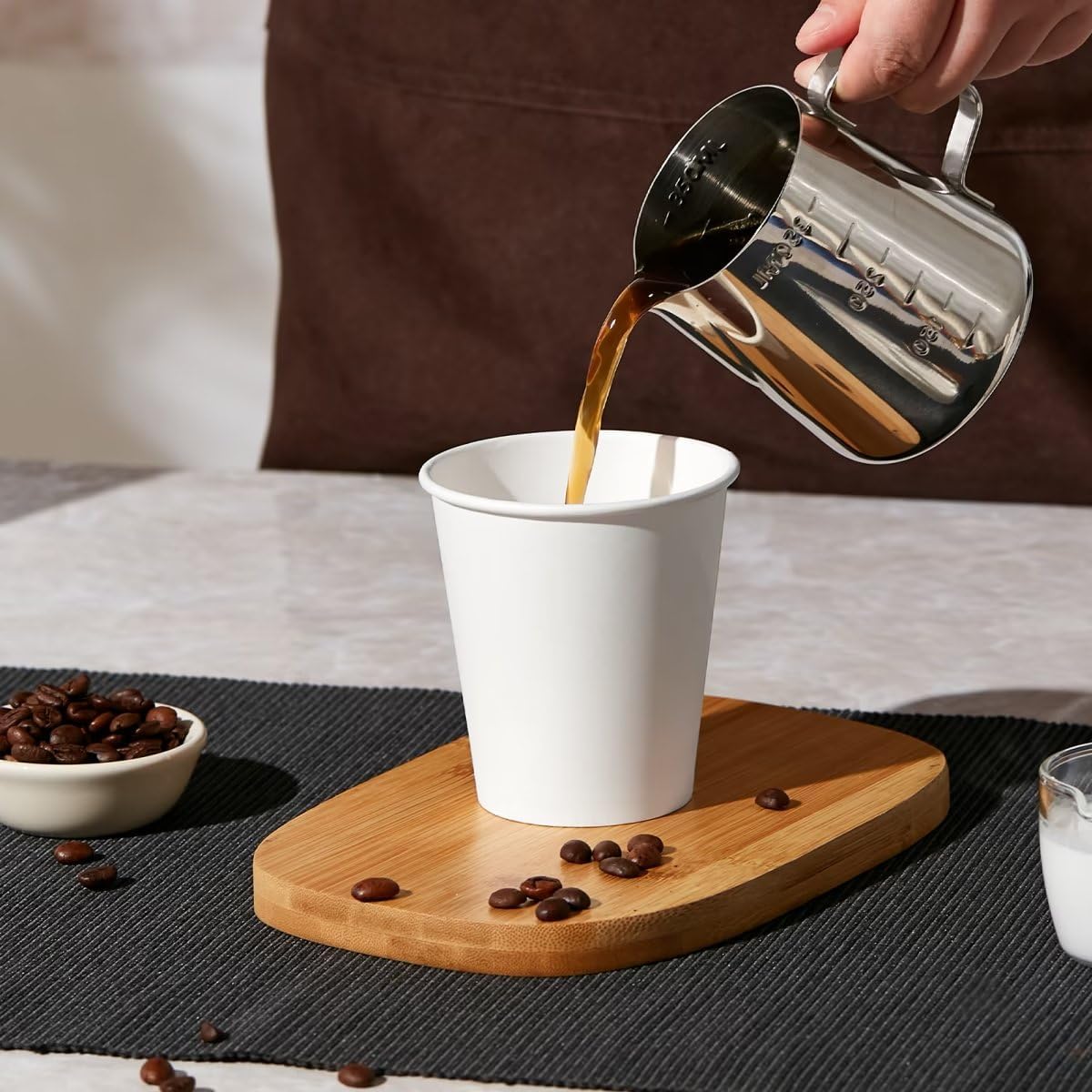 JOLLY PARTY 300 Pack 10 oz Disposable Paper Coffee Cup, Hot/Cold Beverage Drinking Cups for Water, White Paper Hot Coffee Cups