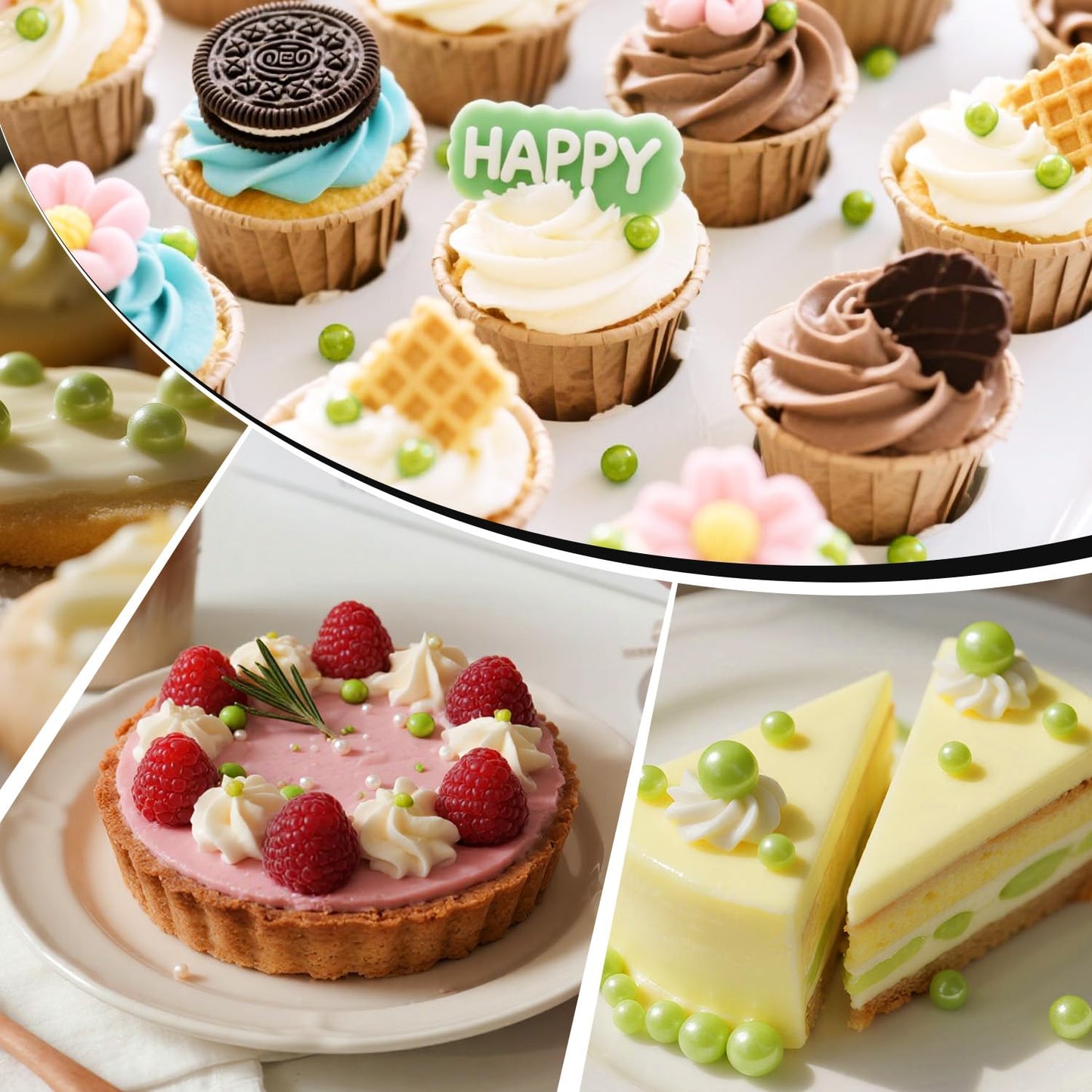 Christmas Green Pearl Sprinkles, Edible Candy Sugar Pearls, 150g/5.29oz, Mix Size, Cake Decorations & Cupcake Toppers, Wedding Party, Easter, Valentine's Day, Christmas Supplies