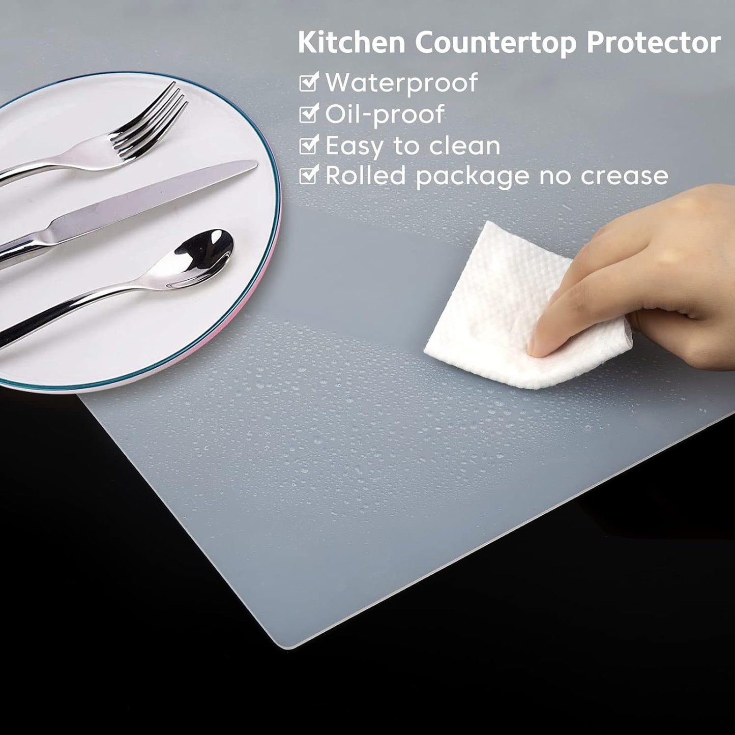 Extra Large Silicone Mat,Silicone Mats for Kitchen Counter Island Dinner Table Countertop Protector Heat Resistant Mat (120” x 48”, Translucent)