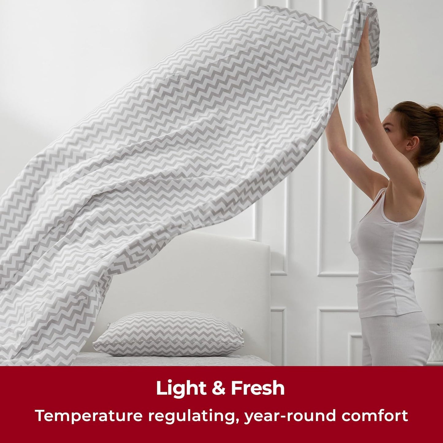 Mellanni Twin Sheets Set - 3 PC Iconic Collection Bedding - Hotel Luxury, Extra Soft, Cooling Bed Sheets - Wrinkle, Fade, Stain Resistant (Twin, Chevron Gray)