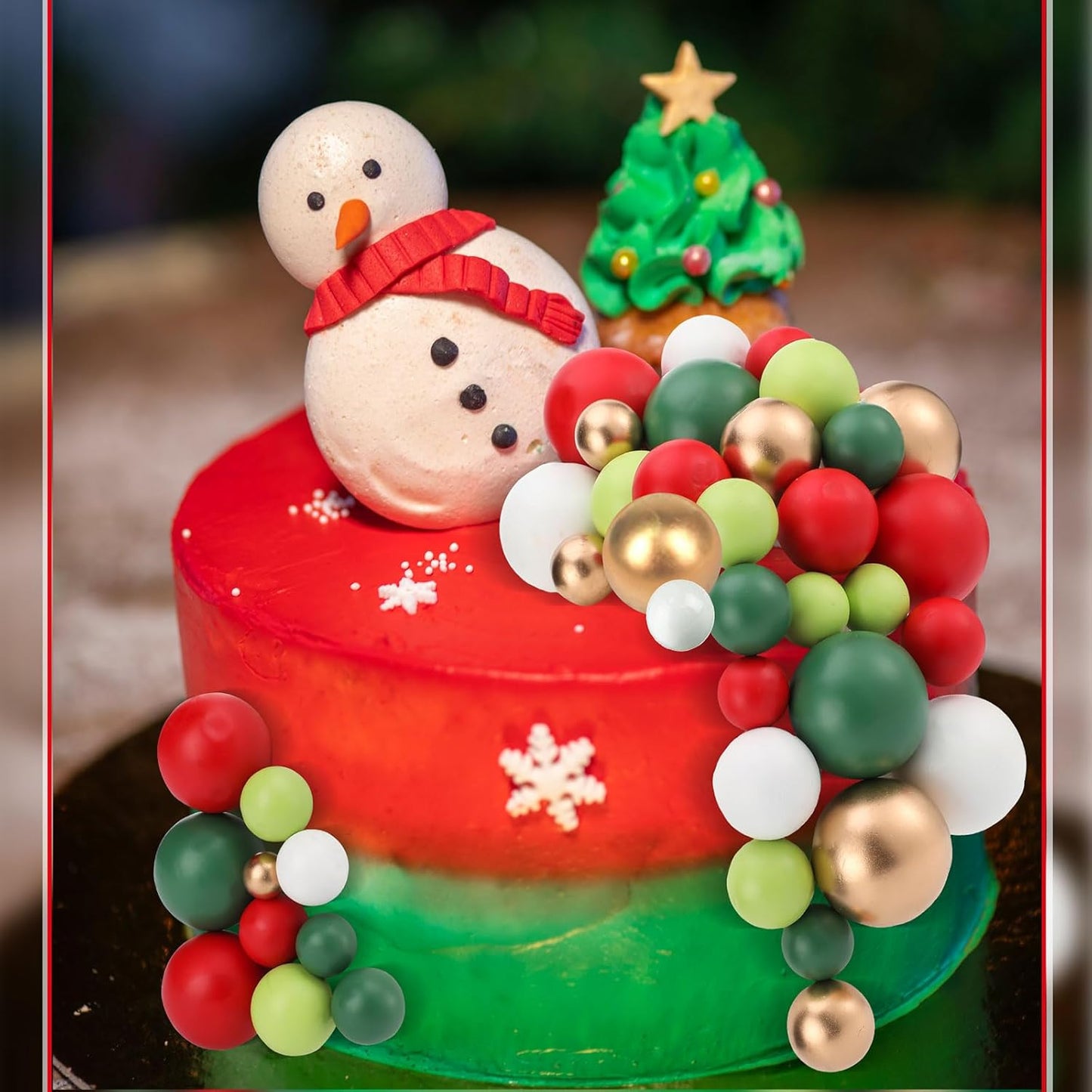 108 Pcs Balls Cake Topper DIY Cupcake Insert Foam Balloons for Cake Baking Wedding Anniversary Birthday Decoration(Various Green, Red, Gold, White,Multi Sizes)