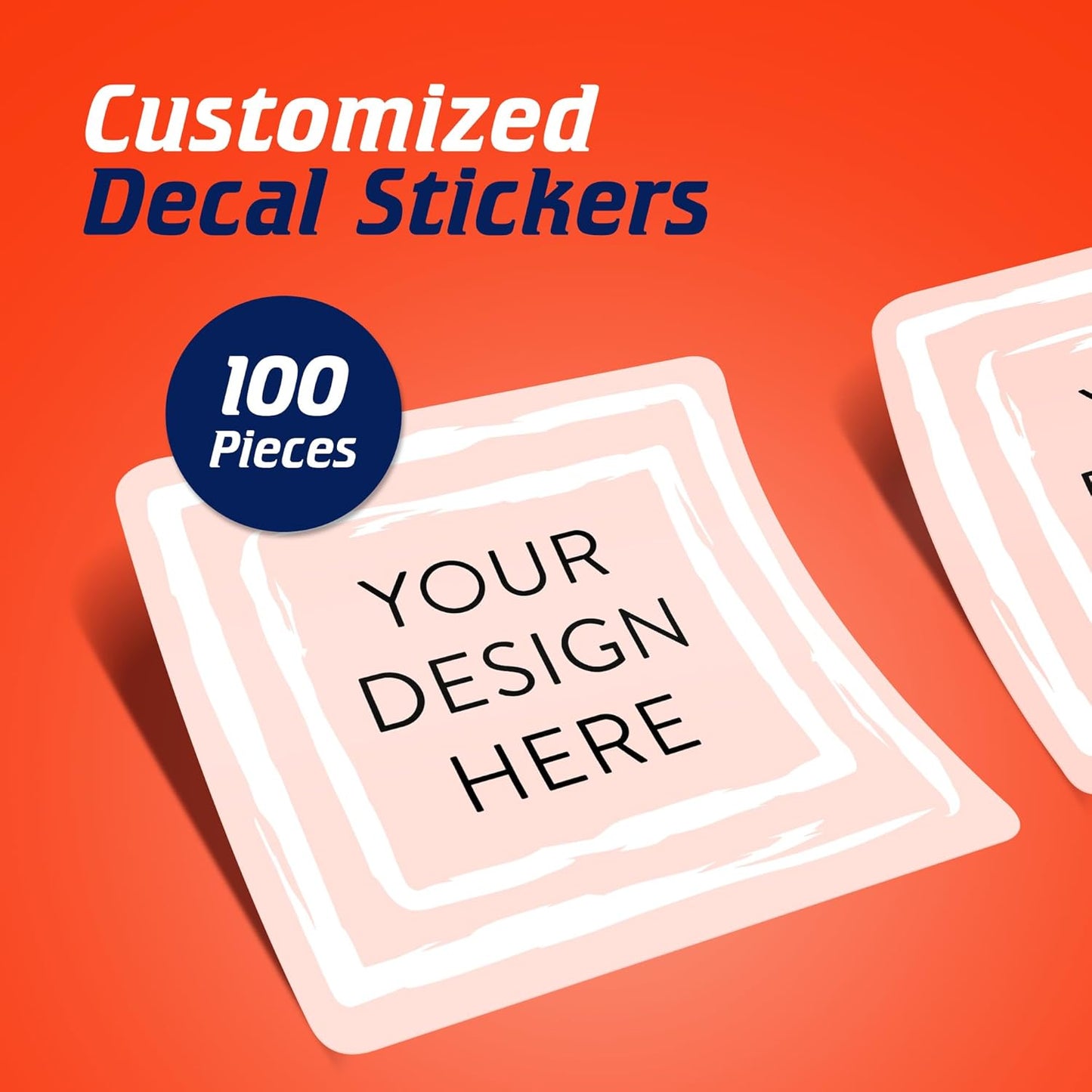 100 Custom Vinyl Stickers - Upload Your own Image, Text, Design, Logo - Personalized Logo Labels for Handmade, Packaging, Bottle, Jars, Candle, Brand Stickers (Peach, 1.5x1.5 Square)