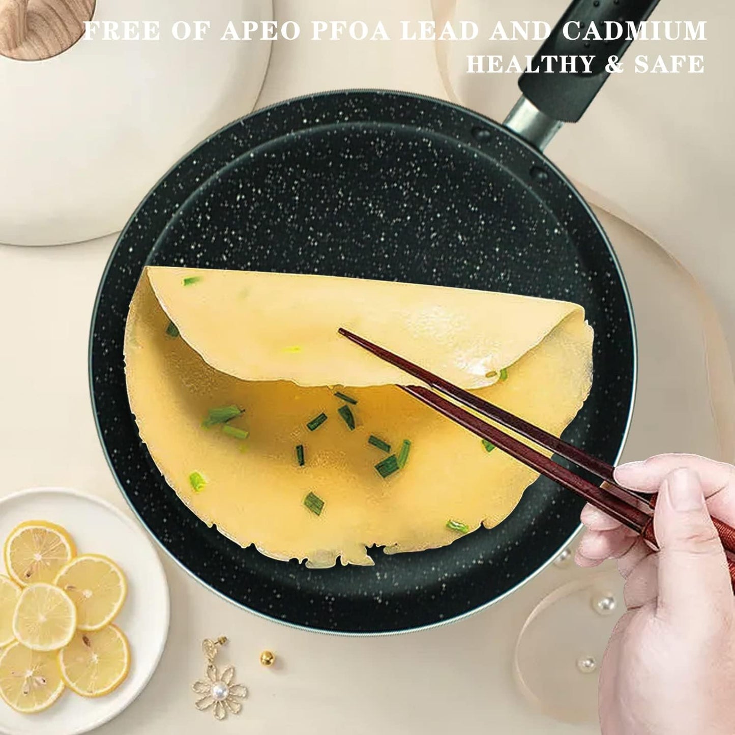 Nonstick Dosa Pan, Crepe Pan,Comal Para Tortillas, Non-Stick Pancake Griddle Compatible with Induction， also for Crepes.9.5 inch