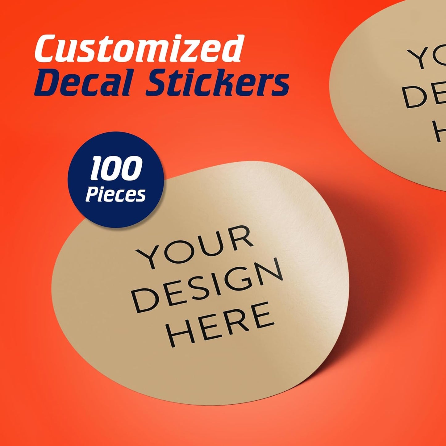 100 Custom Vinyl Stickers - Upload Your own Image, Text, Design, Logo - Personalized Logo Labels for Handmade, Packaging, Bottle, Jars, Candle, Brand Stickers (Brown, 6x6)