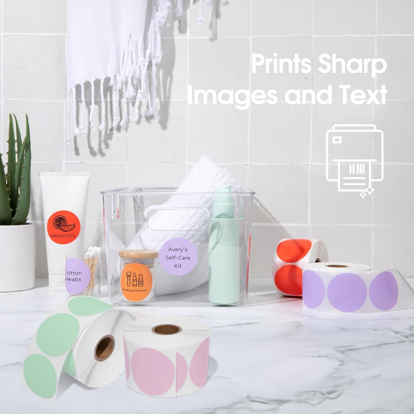 Spartan Industrial 2" Direct Thermal Pink Labels | Perforated Custom Circle Logo Stickers - Works with Rollo, Zebra, MUNBYN Desktop Printers - 2 Rolls, 750/Roll