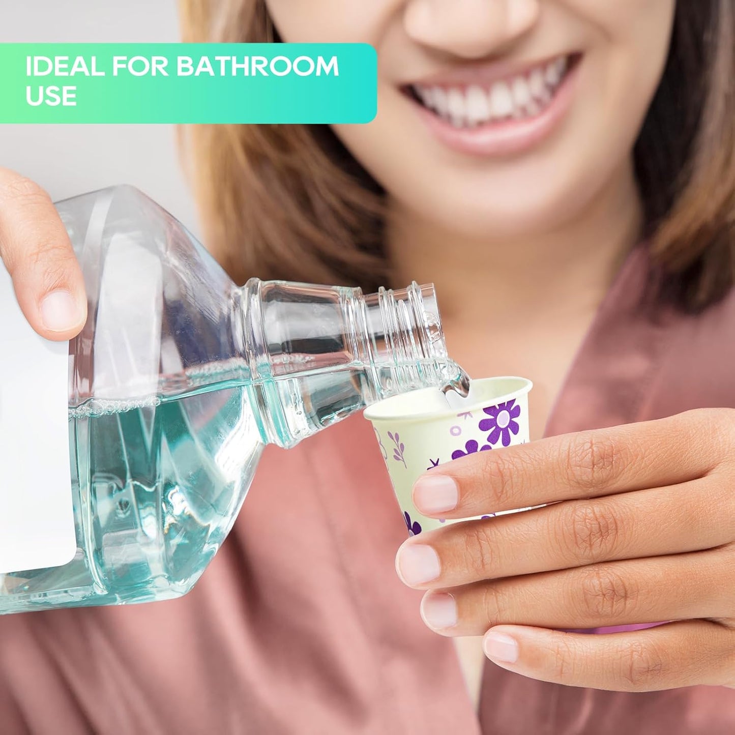 [600 Pack] 3oz Disposable Bathroom Cups, Paper Mouthwash Cups, Cold Disposable Drinking Cup for Party, Picnic, BBQ, Travel, and Event, Purple Floral