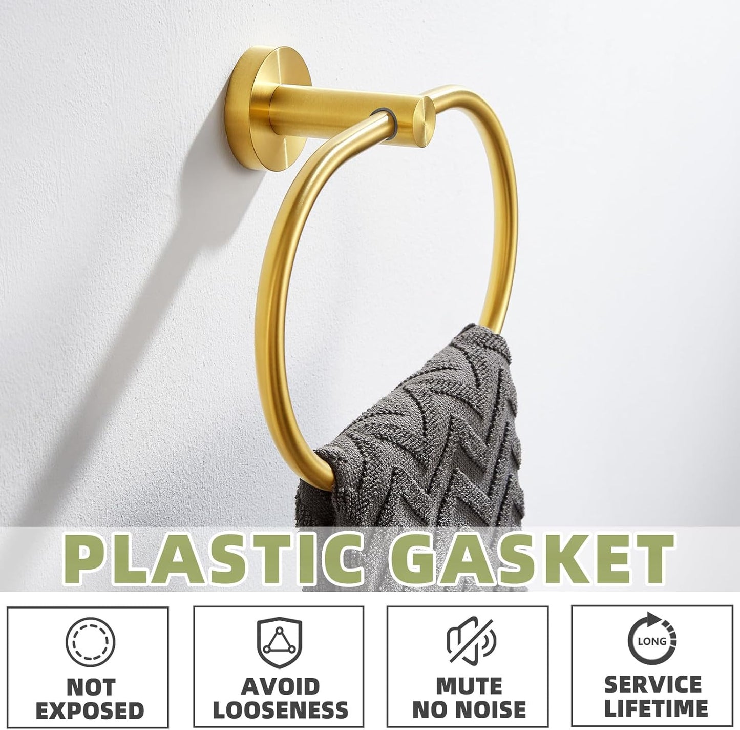 Bath Towel Ring Brushed Gold, APLusee 304 Stainless Steel Swivel Hand Towel Holder Dry Rack Near The Sink, Modern Bathroom Accessories