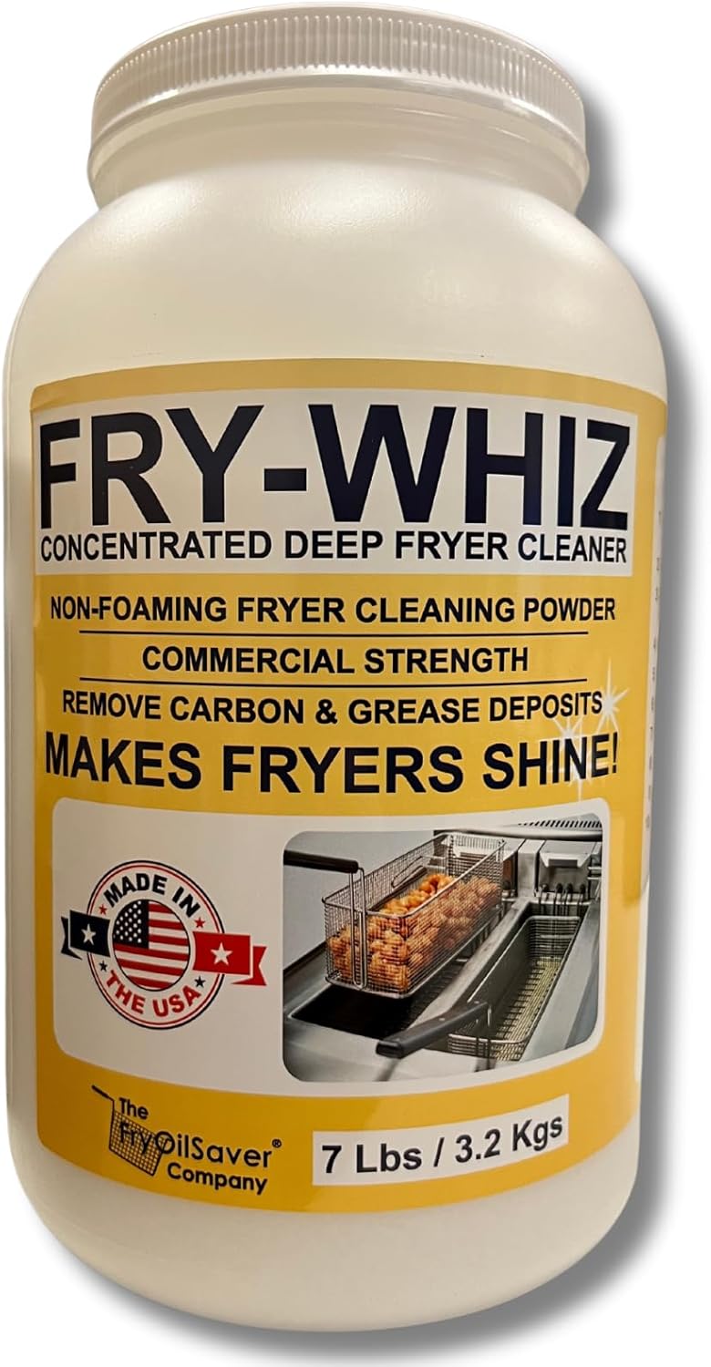Fry-Whiz Deep Fryer Cleaner, Deep Fryer w/Basket Cleaner, Fryers Boil Out Powder for Cleaning Commercial Fryers, Removes Carbon, Grease, Food Stain, Rust, Cleaning Supplies for Food Service(1-Gallon)