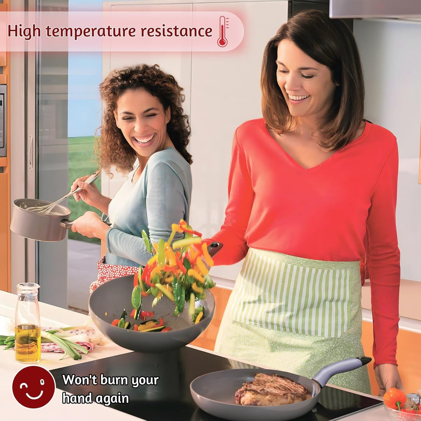 Upgraded Silicone Pan Handle Sleeve - Heat-Resistant&Non-Slip Cast Iron Handle Cover for Pots and Pans - Multipurpose Kitchen Protection(2pcs Large)