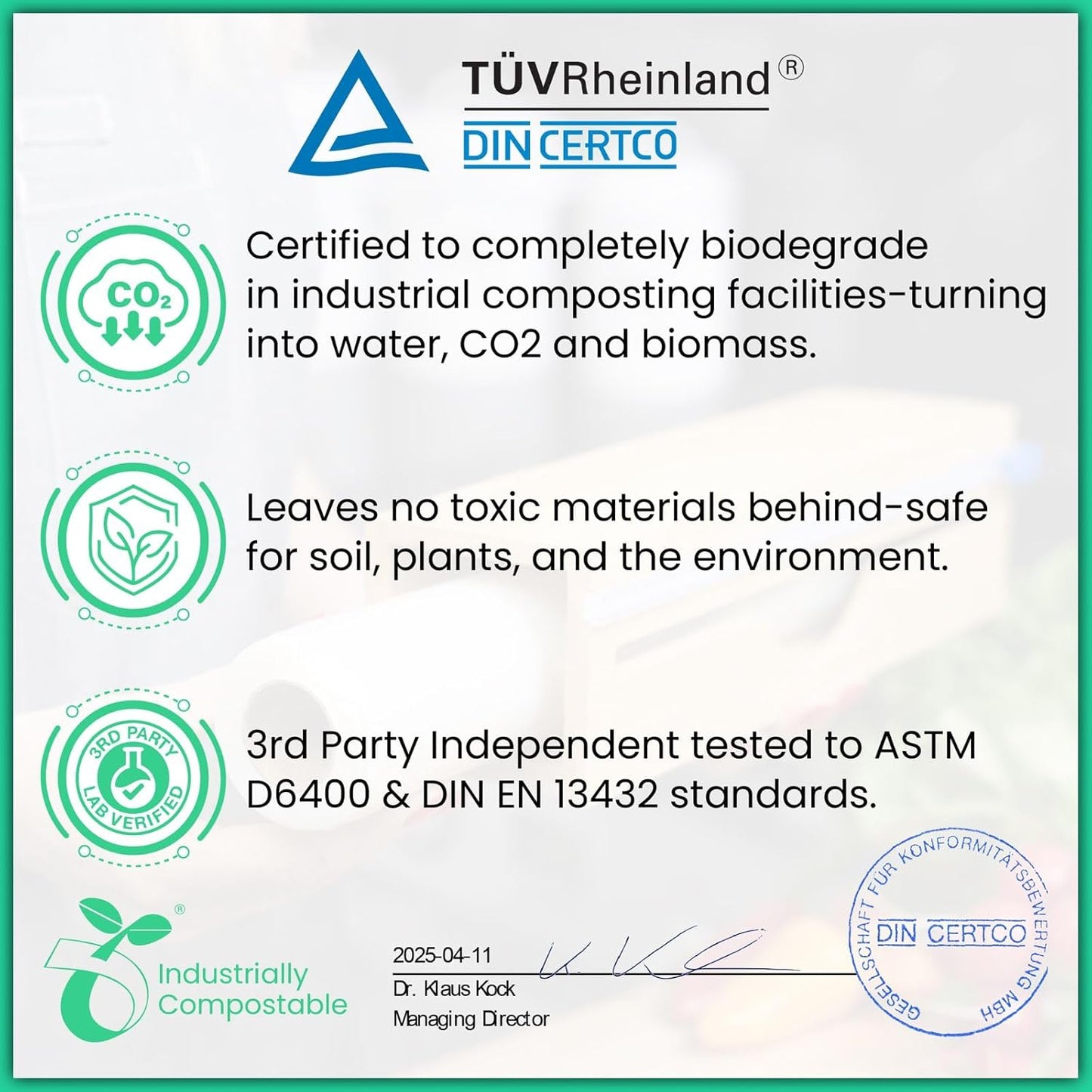 400 Sq Ft Certified Compostable Plastic Wrap – ASTM D6400 Certified Refill Roll – Durable, Food Safe, Plastic-Free Alternative