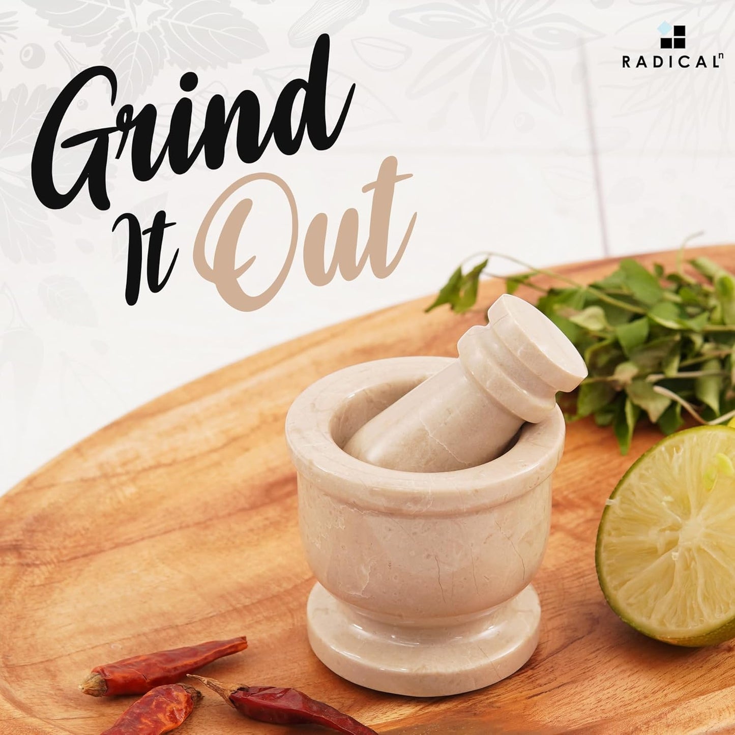 Radicaln Marble Mortar and Pestle Set Verona 2.5" Inches Handmade Spice Grinder for Kitchen Herb Grinder Bowl & Garlic Crusher for Kitchen Accessories