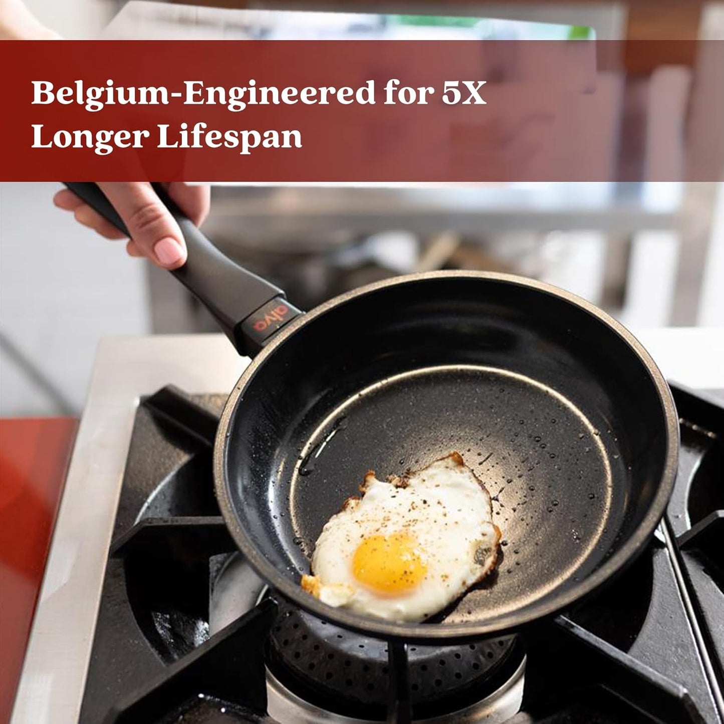 Alva Energy 8" & 11" Ceramic Nonstick Frying Pan Set – PFAS/PTFE-Free – Induction, Gas & Electric Compatible – Lightweight with Stay-Cool Handles – Even Heating, Dishwasher Safe