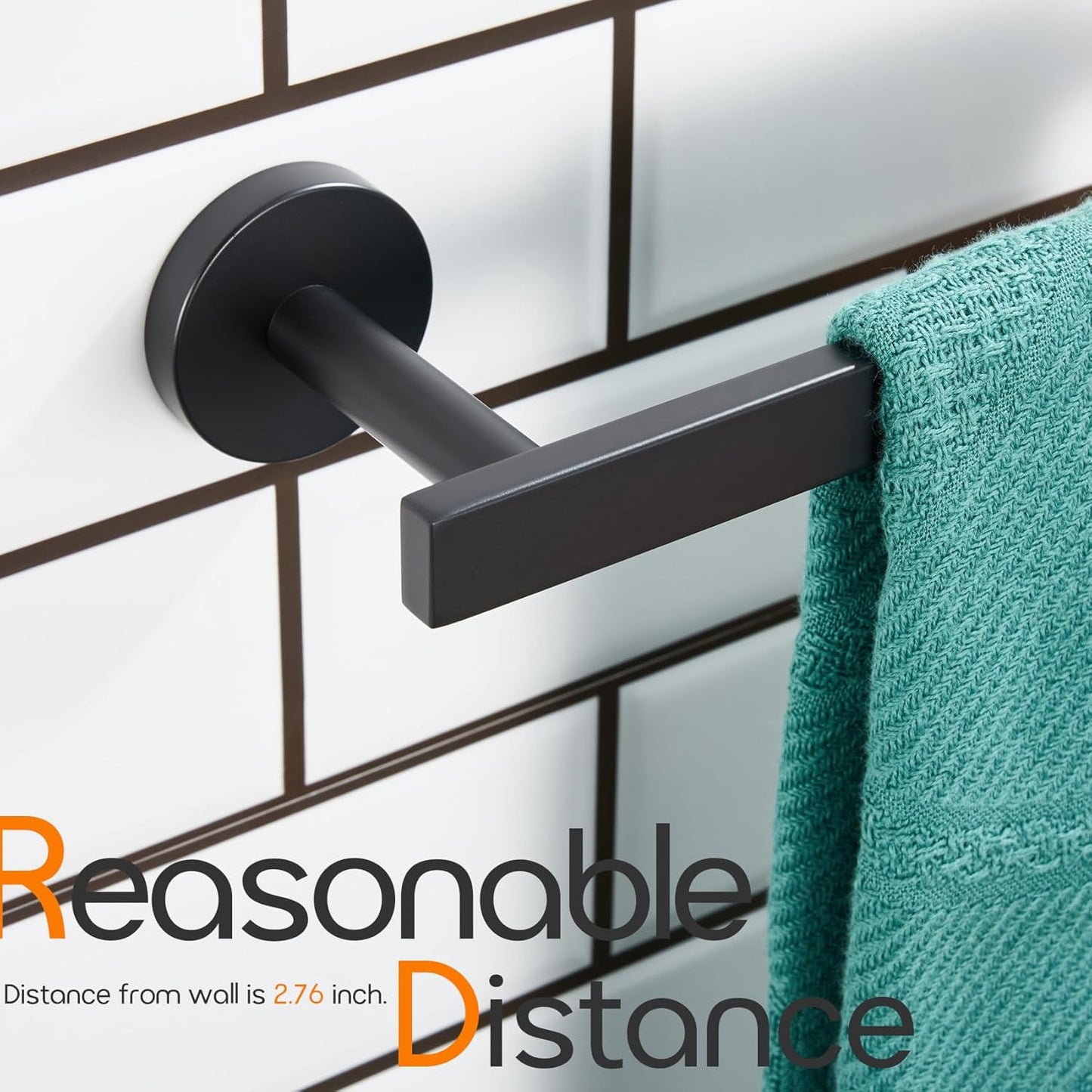 Hand Towel Rings Bathroom Towel Holder Modern Small Bath Towel Bars Stainless Steel Wall Mounted Matte Black AN3001MB