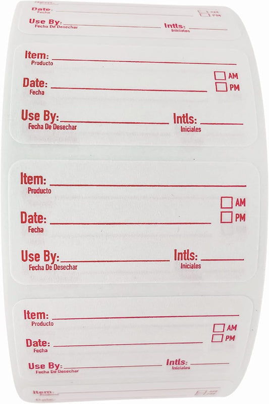 2x1 Dissolvable Food Labels, 250 Label Stickers, Bottle Labels for Storage Bins, Sticker Labels for Food containers, (250, Red)