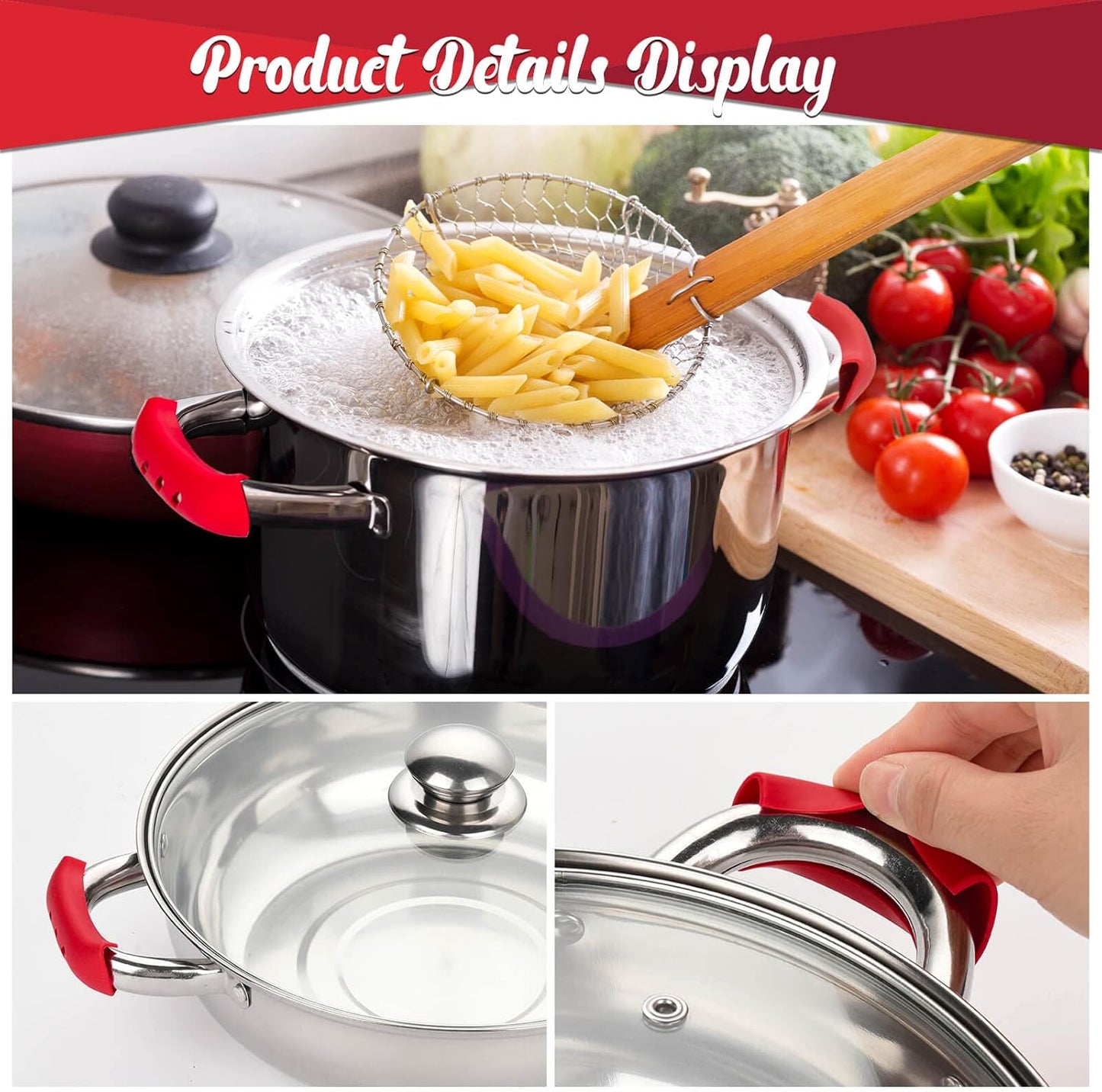 5 Pcs Cast Iron Handle Cover, Silicone Hot Handle Holder, Heat Resistant Cast Iron Skillet Covers Potholder for Frying Pans and Griddles Kitchen Supplies