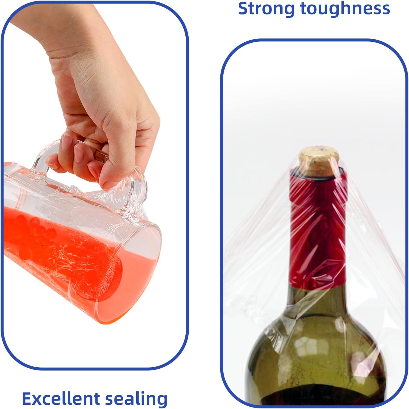 KAMMAK Plastic Food Wrap with Slide Cutter Kitchen Cling Wrap 12 inch Professional BPA Free Polyethylene Materials Quick Cut 750 Ft Food Service Cling Film Wrap for Restaurant