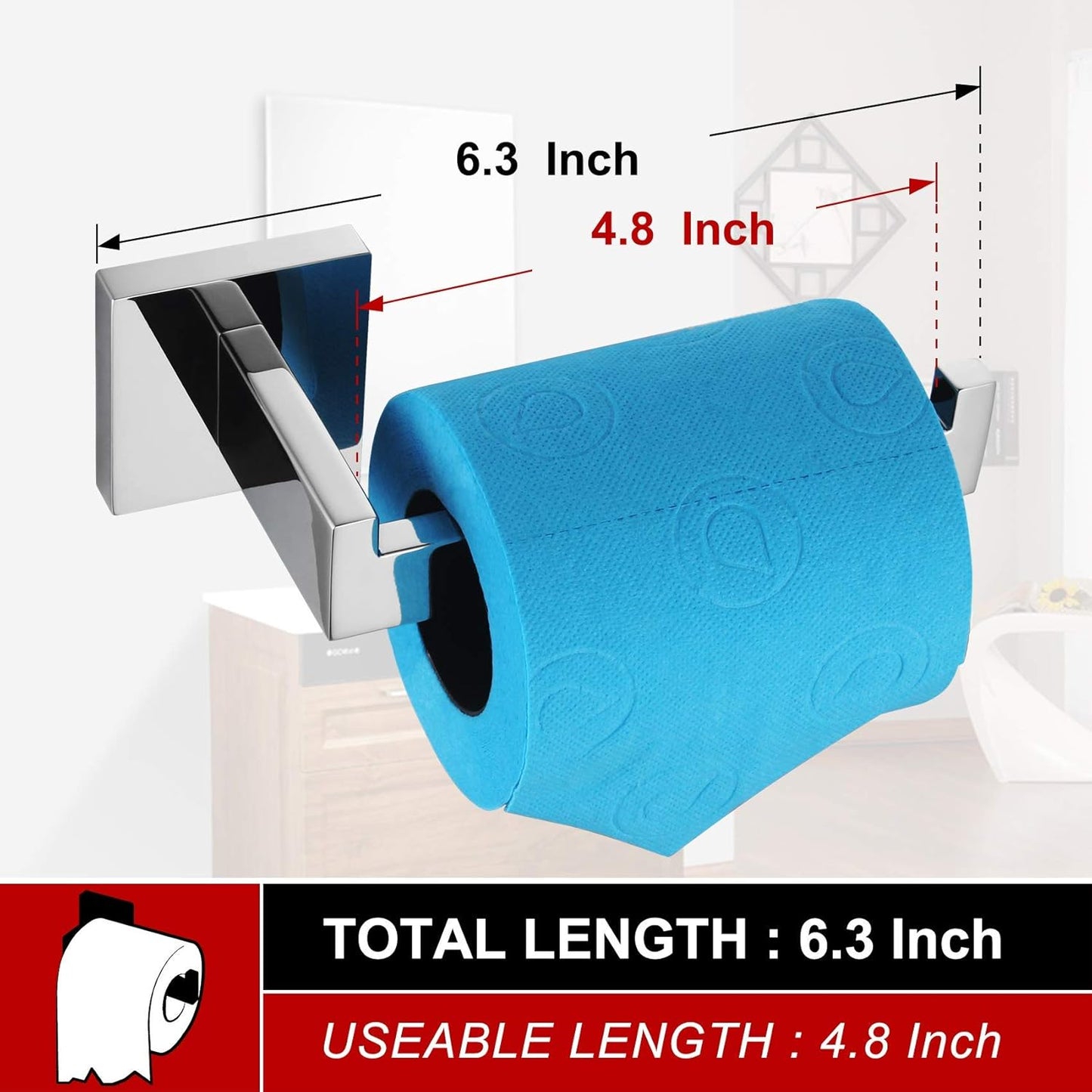 KOKOSIRI Toilet Paper Holder Chrome Toilet Roll Holder for Bathroom Kitchen Washroom T-304 Stainless Steel Wall Mounted, Polished Finish, B2003CH