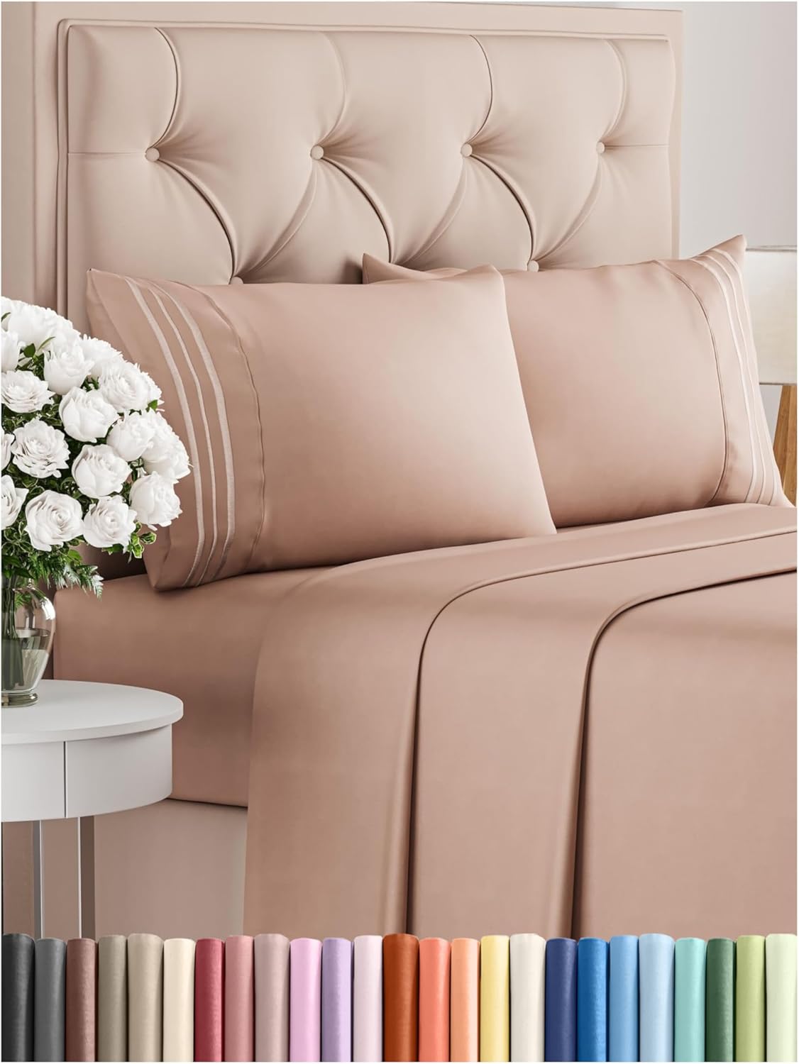 King Size 4 Piece Sheet Set - Comfy Breathable & Cooling Bed Sheets Set - Hotel Luxury Bedding for Women, Men, Kids, Teens, Boys & Girls - Deep Pockets, Ultra-Soft and Wrinkle Free - Oeko-Tex - Mauve