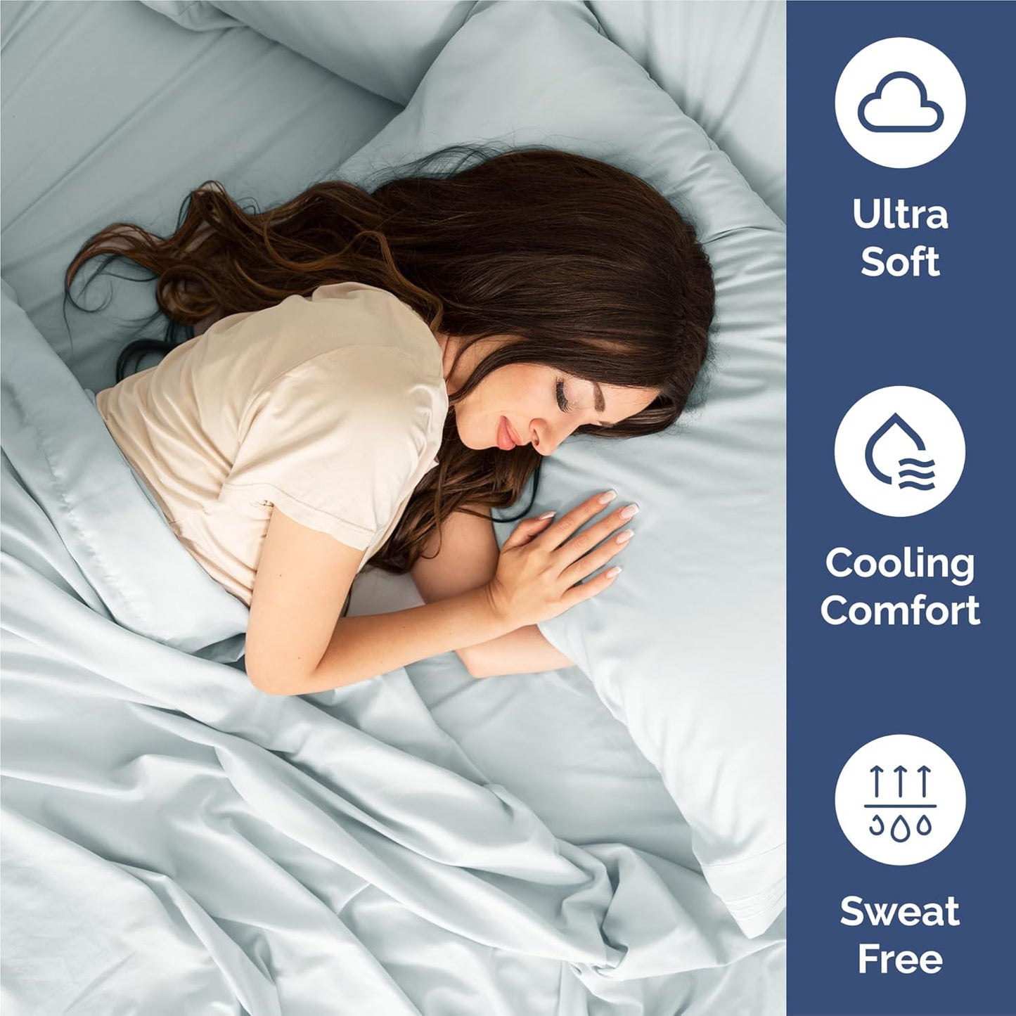 Split King Size 5 Piece Sheet Set - Comfy Breathable & Cooling Bed Sheets Set - Hotel Luxury Bedding for Women, Men, Kids, Teens, Boys & Girls - Deep Pockets, Soft, Wrinkle Free - Oeko-Tex - Ice Blue