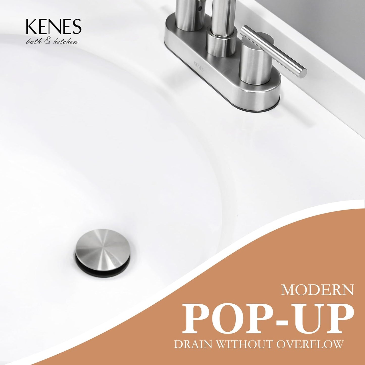 KENES Bathroom Vessel Sink Pop Up Drain Without Overflow Assembly, Lavatory Vanity Sink Drain Stopper,Anti-Clogging Drain Strainer, Brushed Nickel, KE-P300A