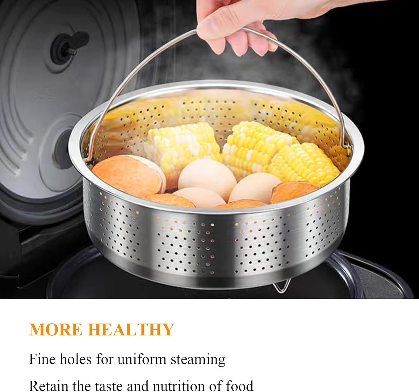 Vegetable Steamer Basket, Veggie Steaming Basket for Cooking, Stainless Steel Steamer Insert for Pot, 7.9 inch