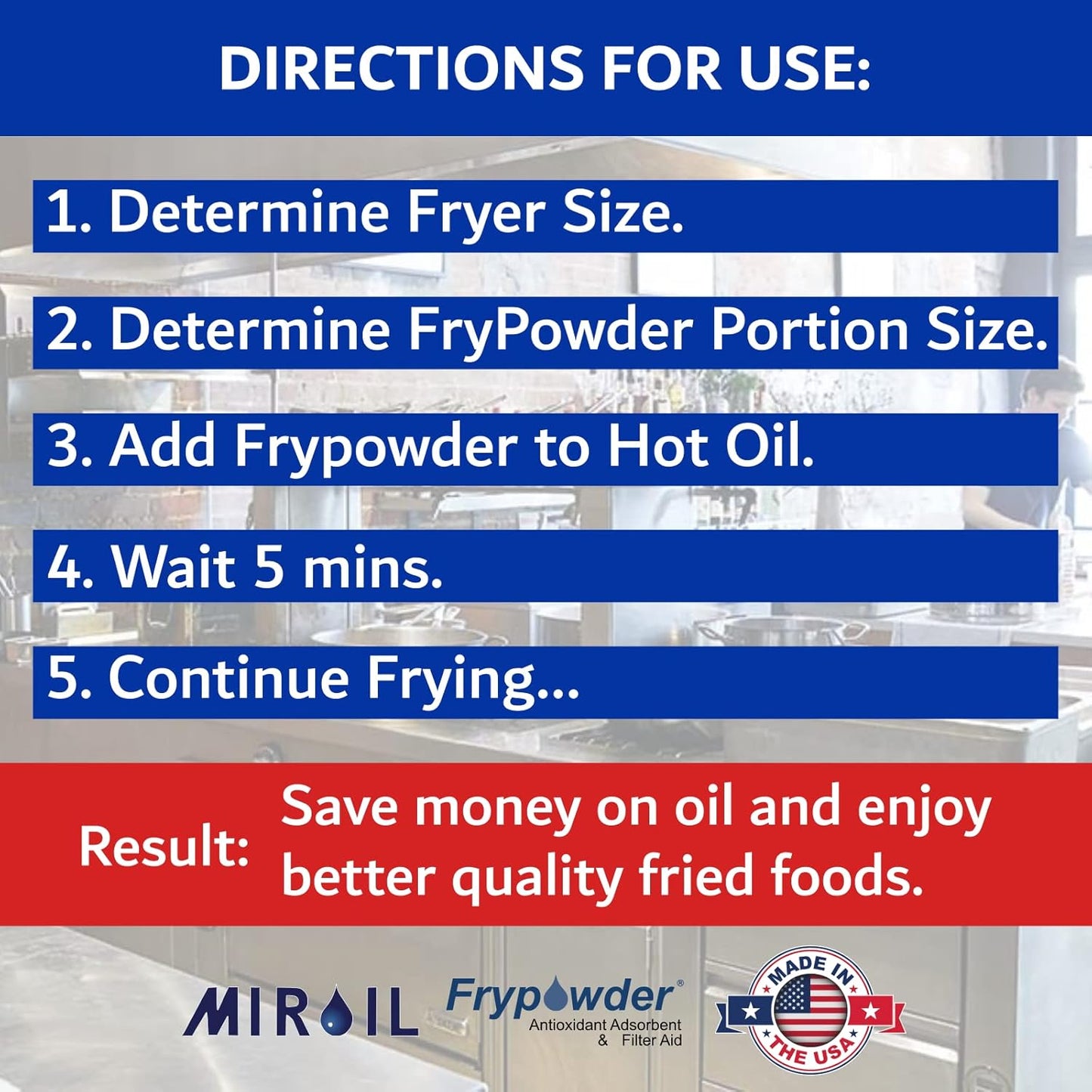 MirOil P100 Fry Powder Oil Stabilizer and Filter Aid, 90 x Size C Portion Pack(160ML Each) Fry Powder, Food Centers Cook Hotter, Deep Fryer Cooking Oil Saver Helps Save Grease & Remove Carbon Deposits