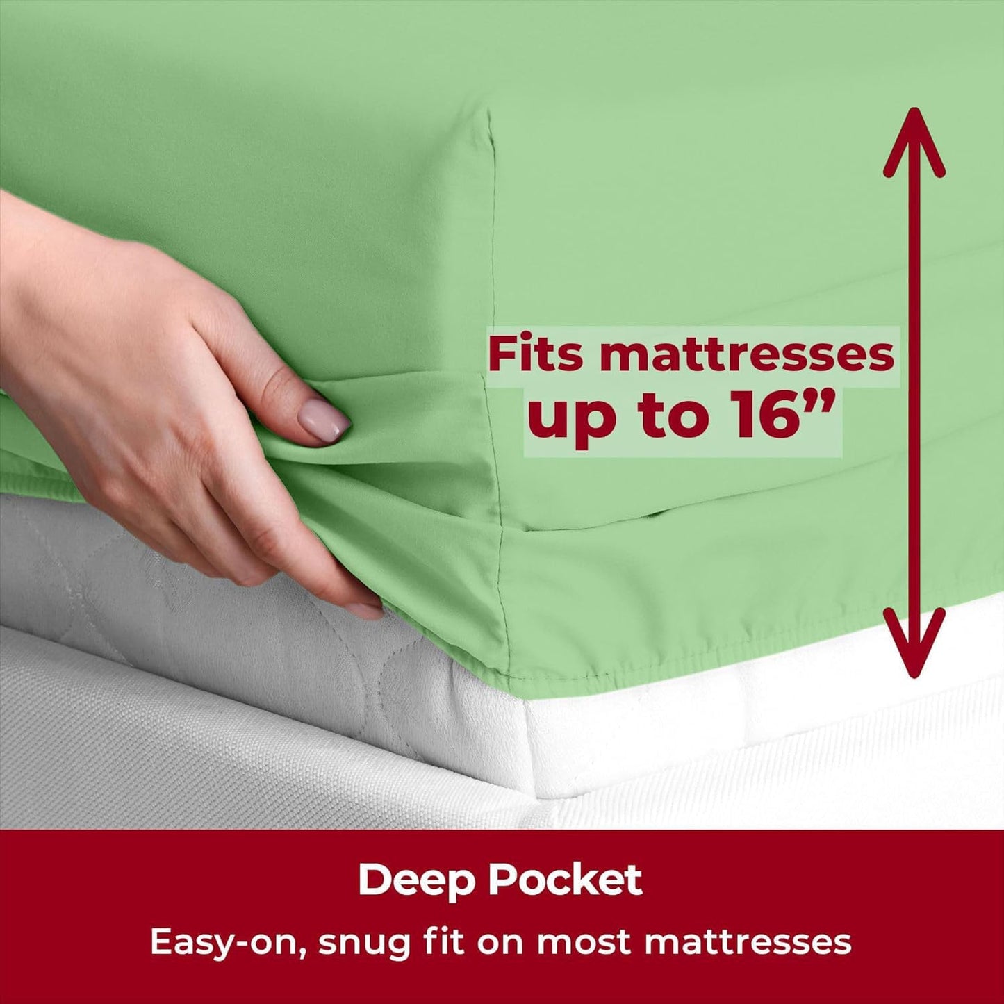 Mellanni Twin Sheets Set - 3 PC Iconic Collection Bedding - Hotel Luxury, Extra Soft, Cooling Bed Sheets - Wrinkle, Fade, Stain Resistant (Twin, Pistachio)