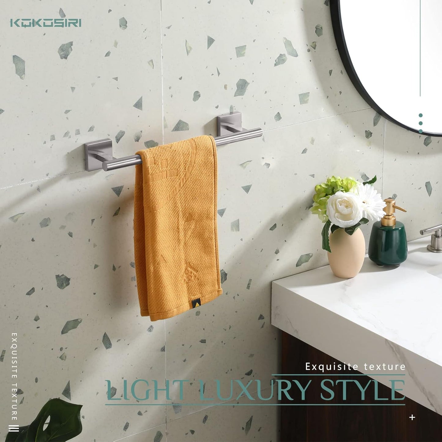 KOKOSIRI Towel Holder 12 Inch Bathroom Hand Towel Bar for Bath Kitchen Toilet Brushed Nickel Stainless Steel B4005BR-L12