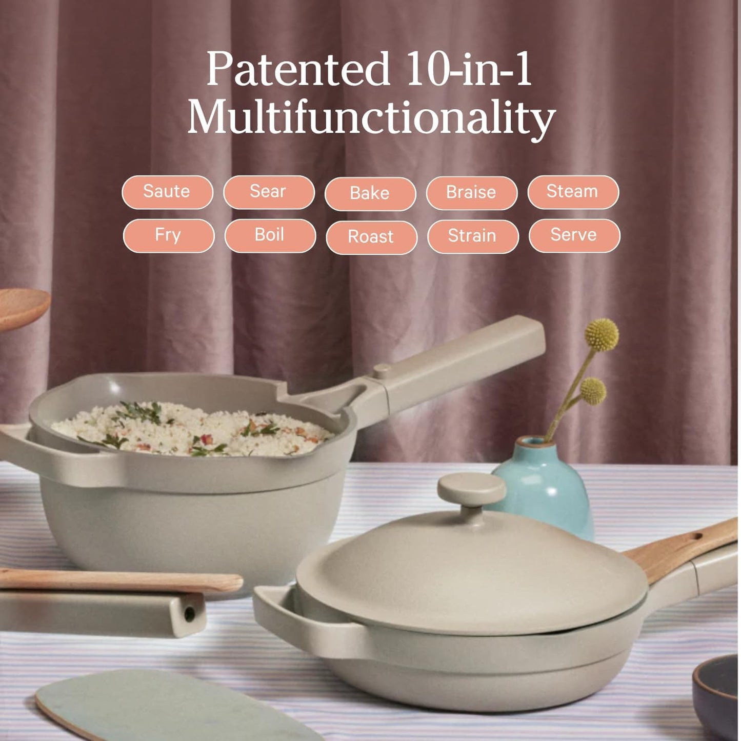 Our Place Mini Always Pan 2.0-8.5” (1.2 Qt) Nonstick, Toxin-Free Ceramic Cookware | Patented 10-in-1 Aluminum Frying & Sauté Pan | Safe for Oven, Induction & All Cooktops up to 450°F | Char