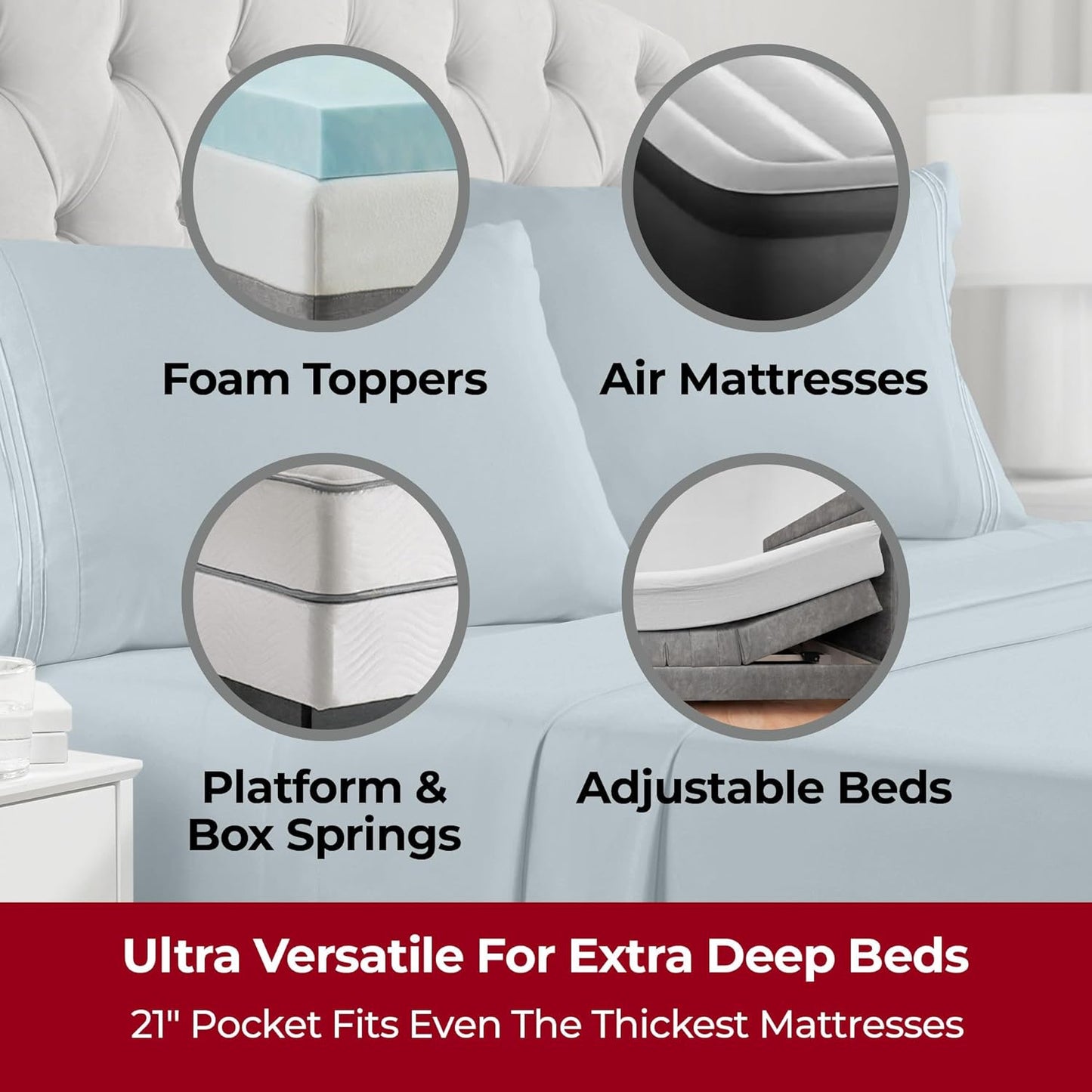 Mellanni Extra Deep Twin XL Sheets - 3 PC Iconic Collection Bedding - Hotel Luxury, Ultra Soft, Cooling Bed Sheets - Wrinkle, Fade, Stain Resistant (Twin Extra Long, Spa Blue)