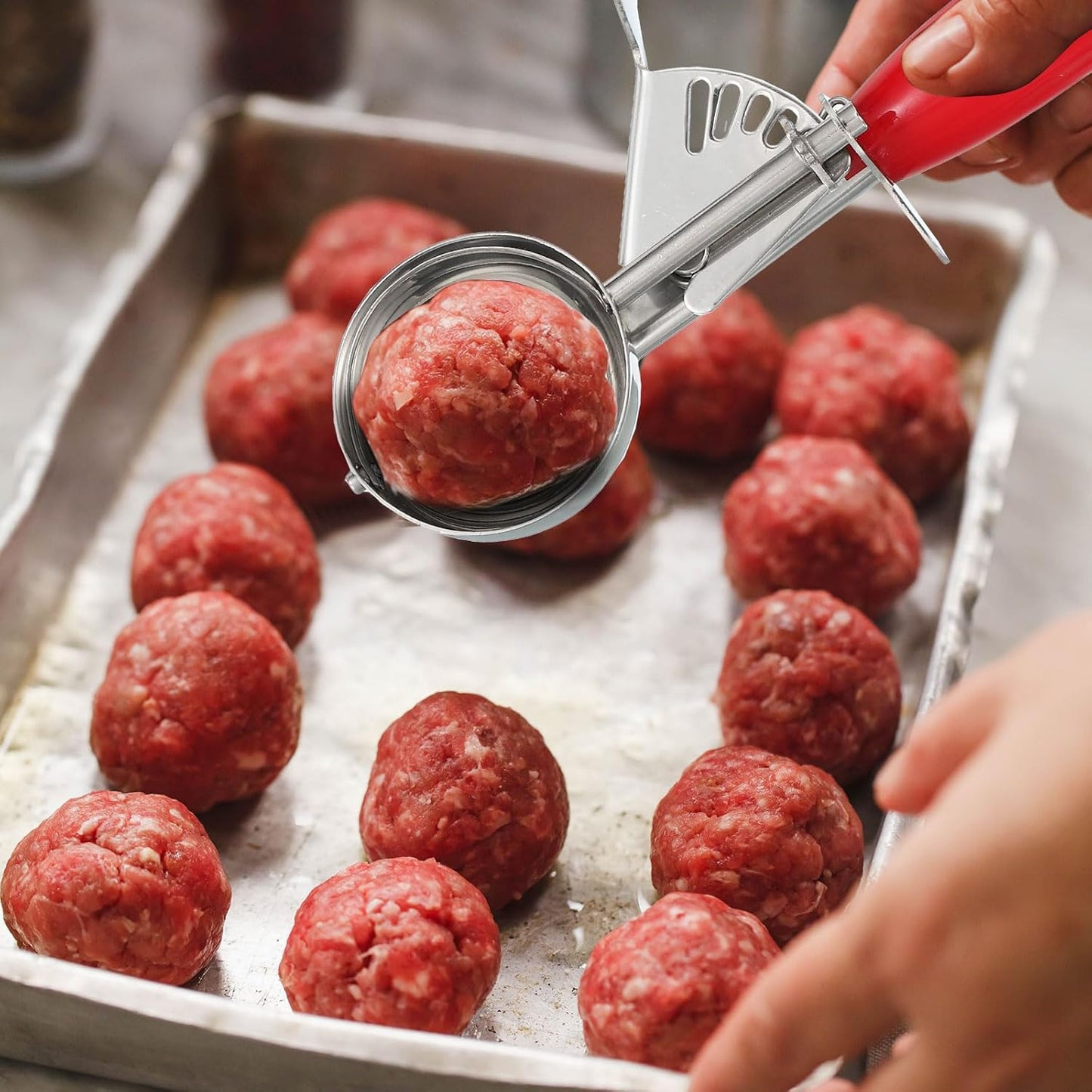 uxcell 2 Pcs Cookie Scoops, Ice Cream Scoop with Trigger for Baking Cookie Dough Rice Pudding Kitchen Gadget, White