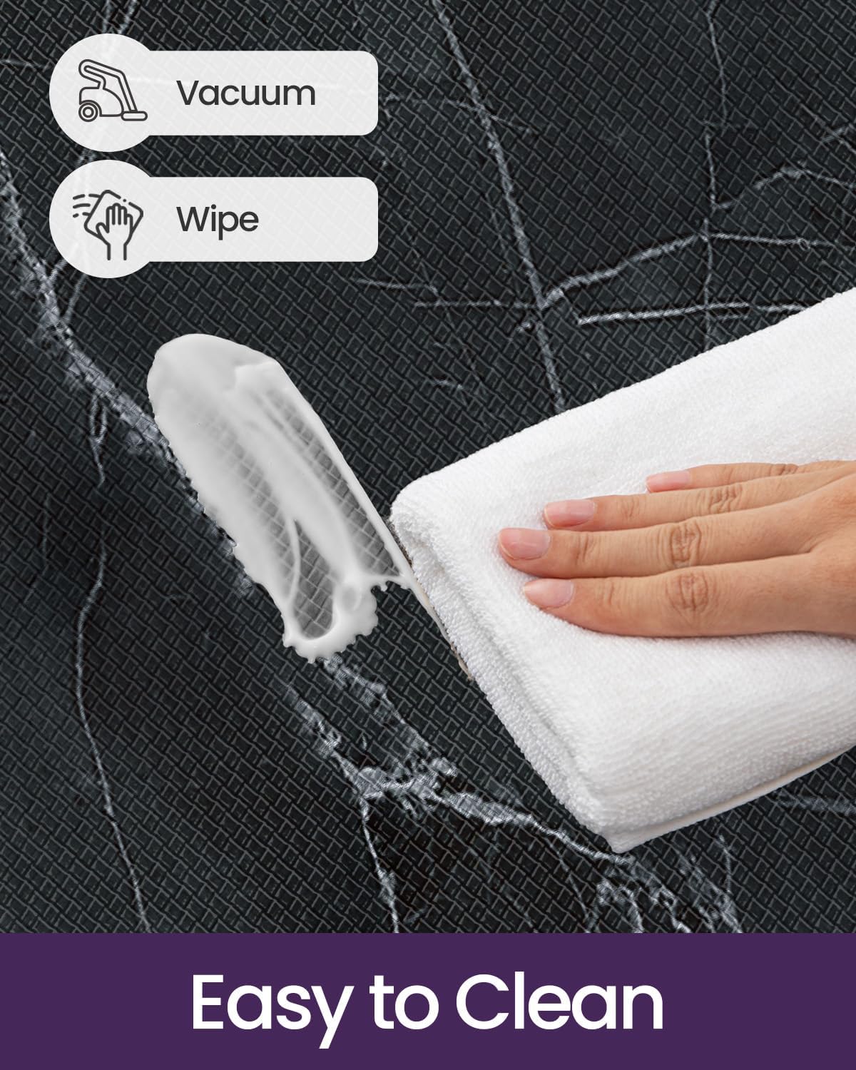 DEXI Kitchen Floor Mats Cushioned Anti Fatigue, 23x59 Large Wide Standing Comfort Runner Rug Waterproof, Marble Memory Foam Padded for Front Sink Laundry, Black