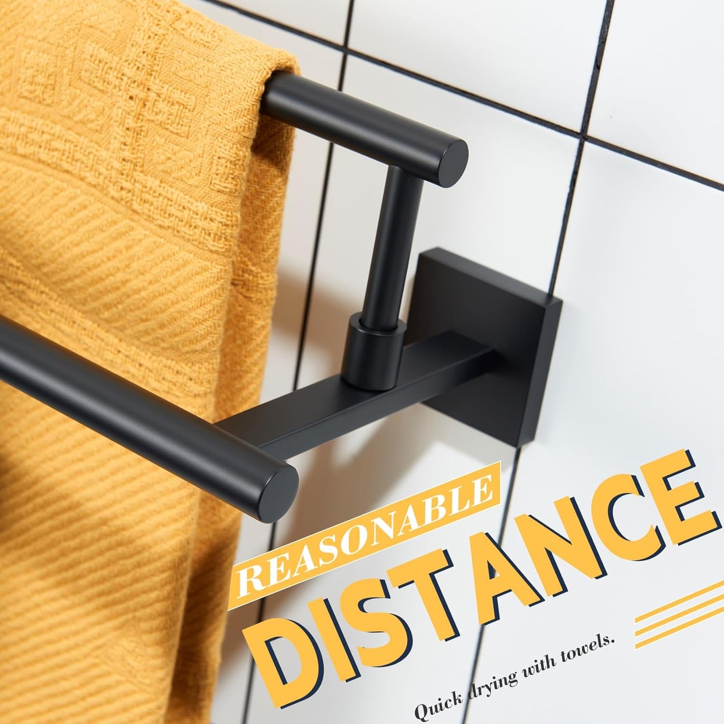 KOKOSIRI Bathroom Towel Bars 16 Inch Towel Rails Matte Black 40CM Hand Towel Holder for Kitchen Garage Wall Stainless Steel B5009BK-L16