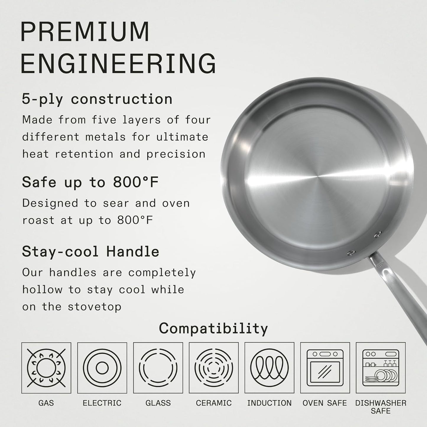 Made In Cookware - 10-Inch Stainless Steel Frying Pan - 5 Ply Stainless Clad - Professional Cookware - Crafted in Italy - Induction Compatible